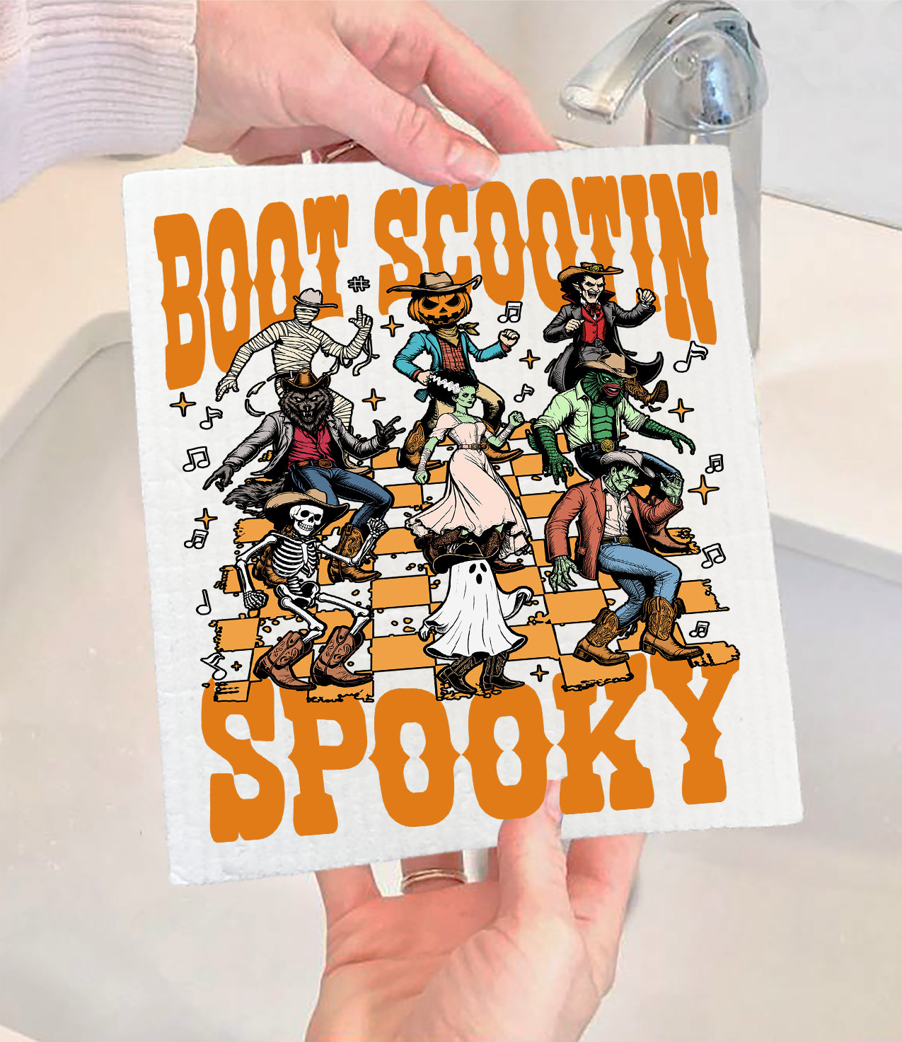 Halloween Boot Scootin Spooky Swedish Dishcloth (Set of 2)