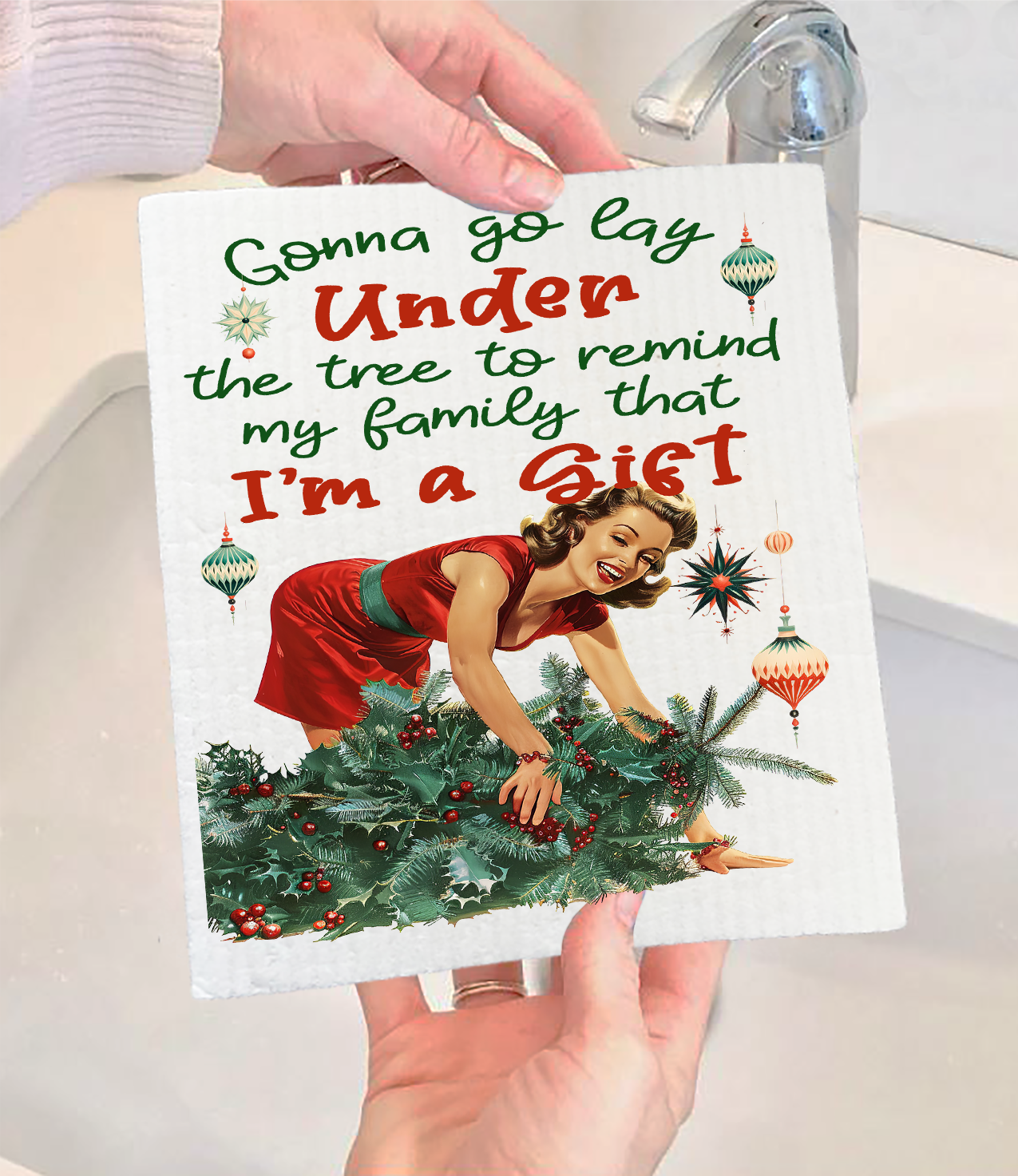 Christmas Funny I am the Gift Swedish Discloth (Set of 2)