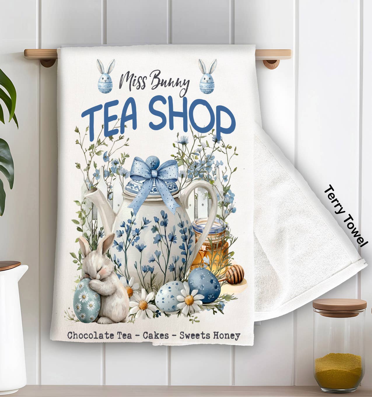 Easter Miss Bunny Tea Shop Kitchen Terry Towel