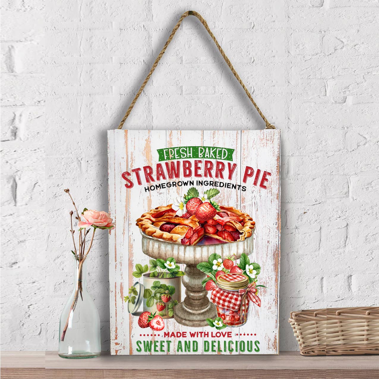 Country Fresh Baked Strawberry Pie Wall Decor