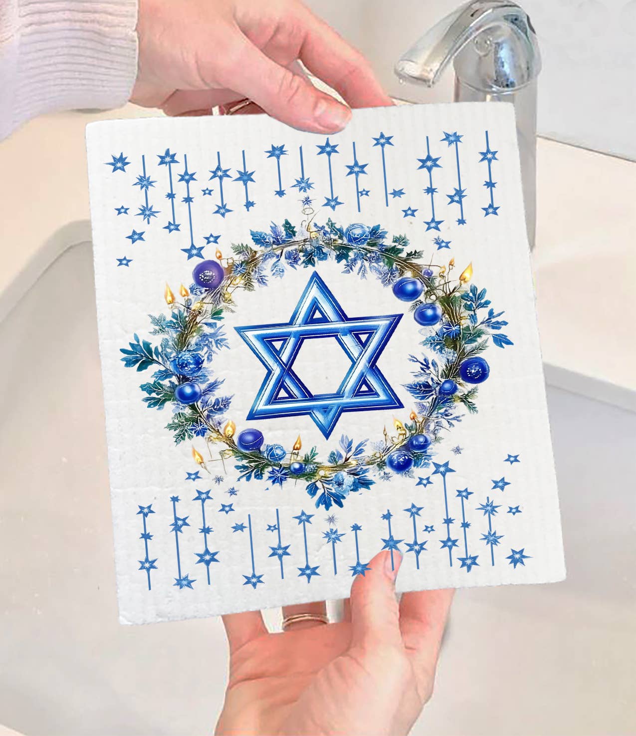 Hanukkah Star of David Swedish Dishcloth (Set of 2)