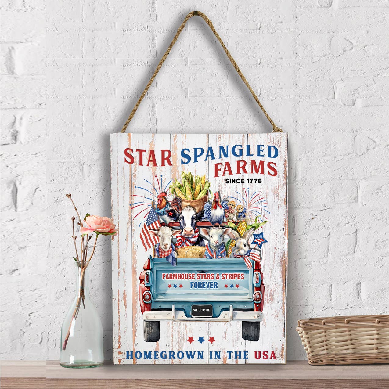 Country 4th of July Patriotic Farm Animals Wall Decor