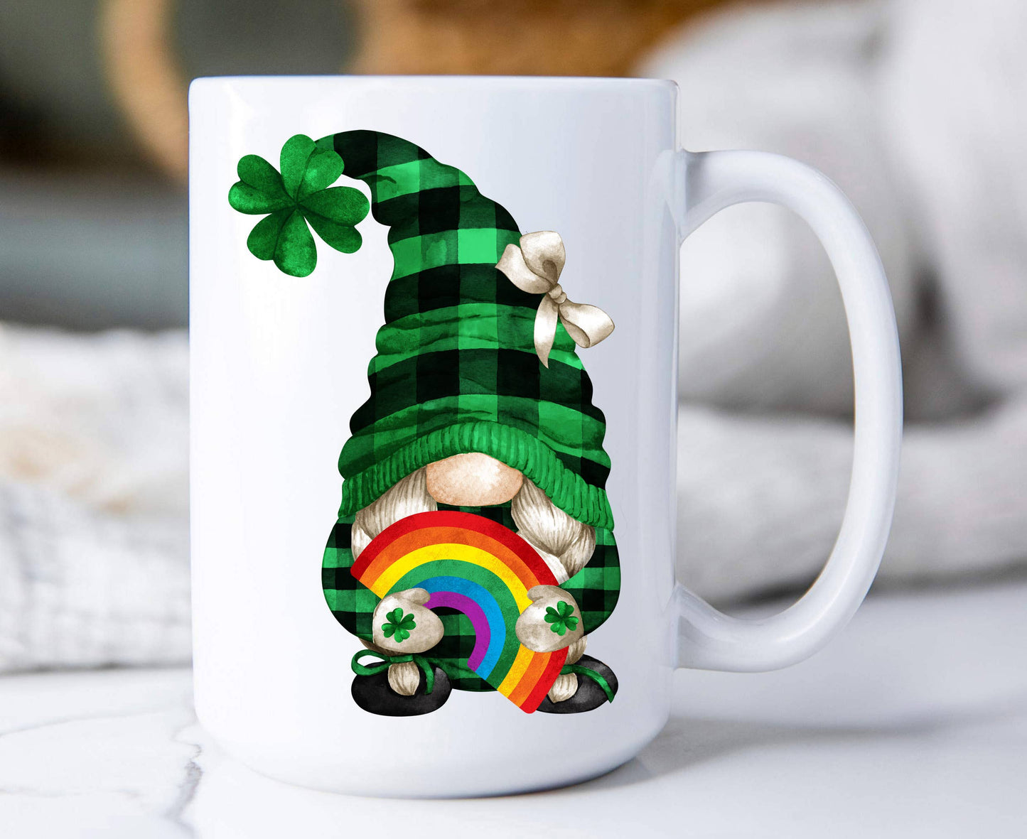 St Patricks Day Gnome Rainbow 15 oz Coffee Mug