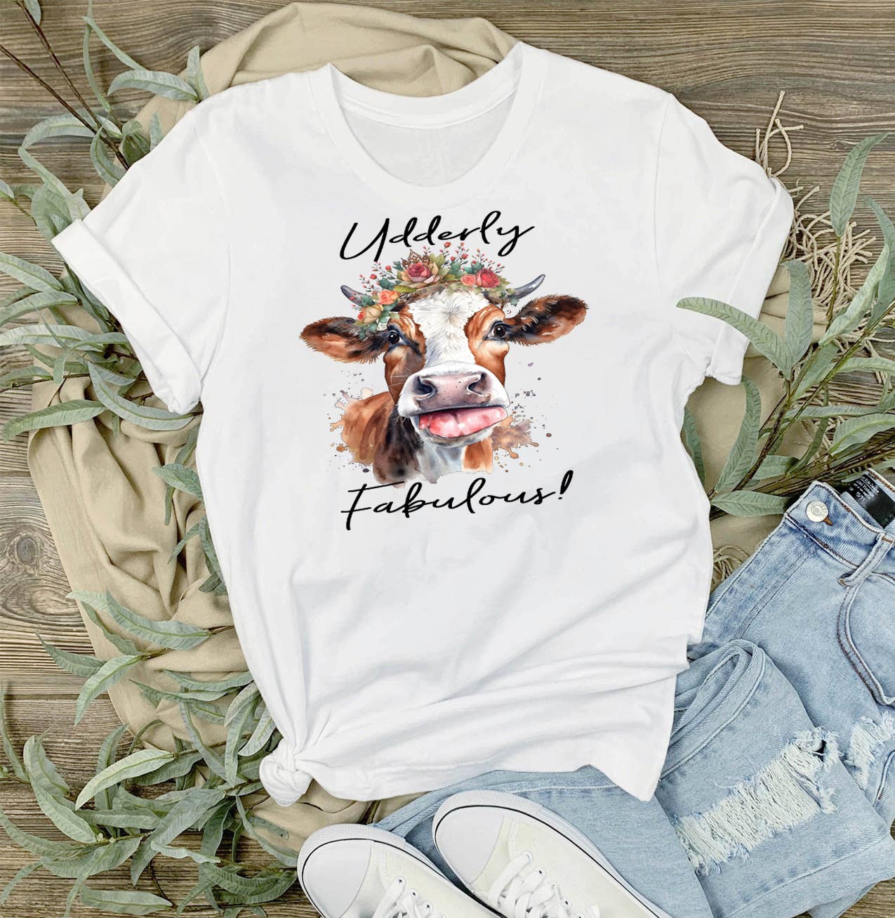 Udderly Fabulous Cow Farmhouse T-Shirt
