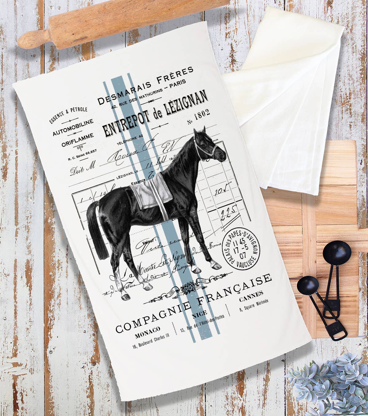 Vintage French Horse Terry Cloth Towel