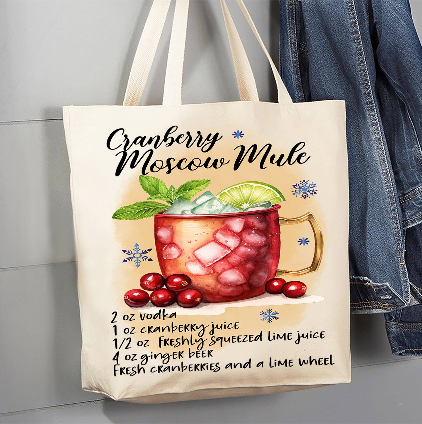 Christmas Cocktail Cranberry Moscow Mule Canvas Tote Bag