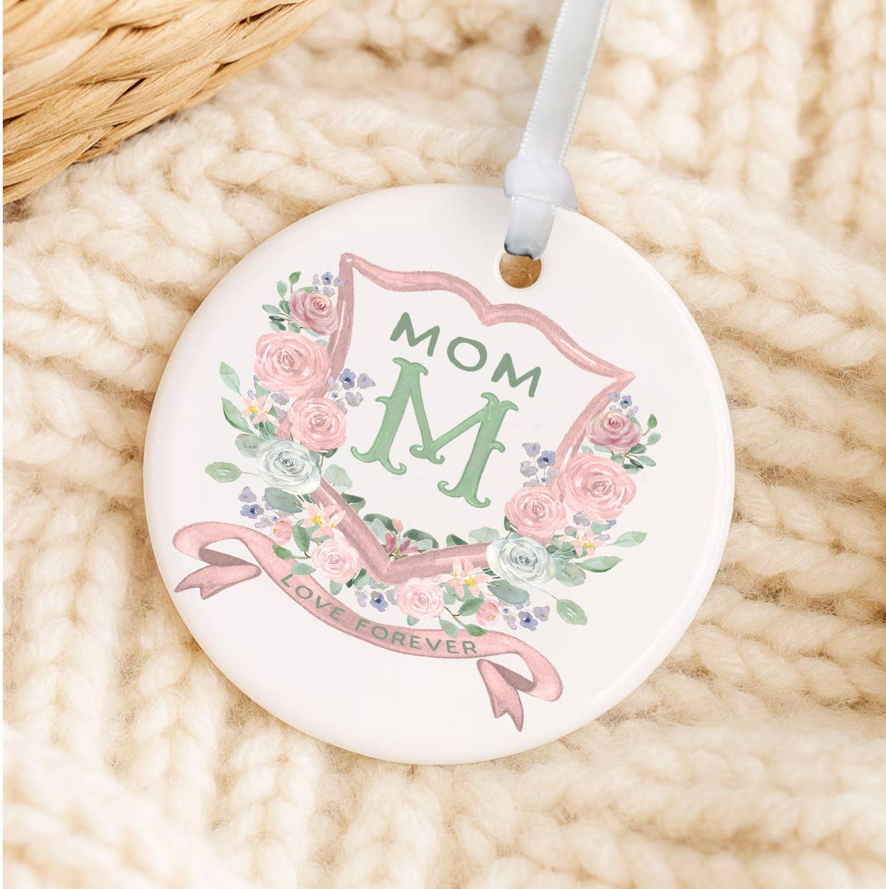 Mother's Day Mom Floral Crest Ornament