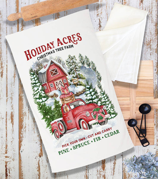 Christmas Holiday Acres Tree Farm  Terry Towel