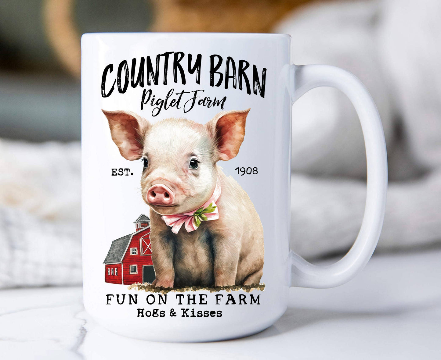 Country Piglet Farm Pig Animals 15 oz Coffee Mug