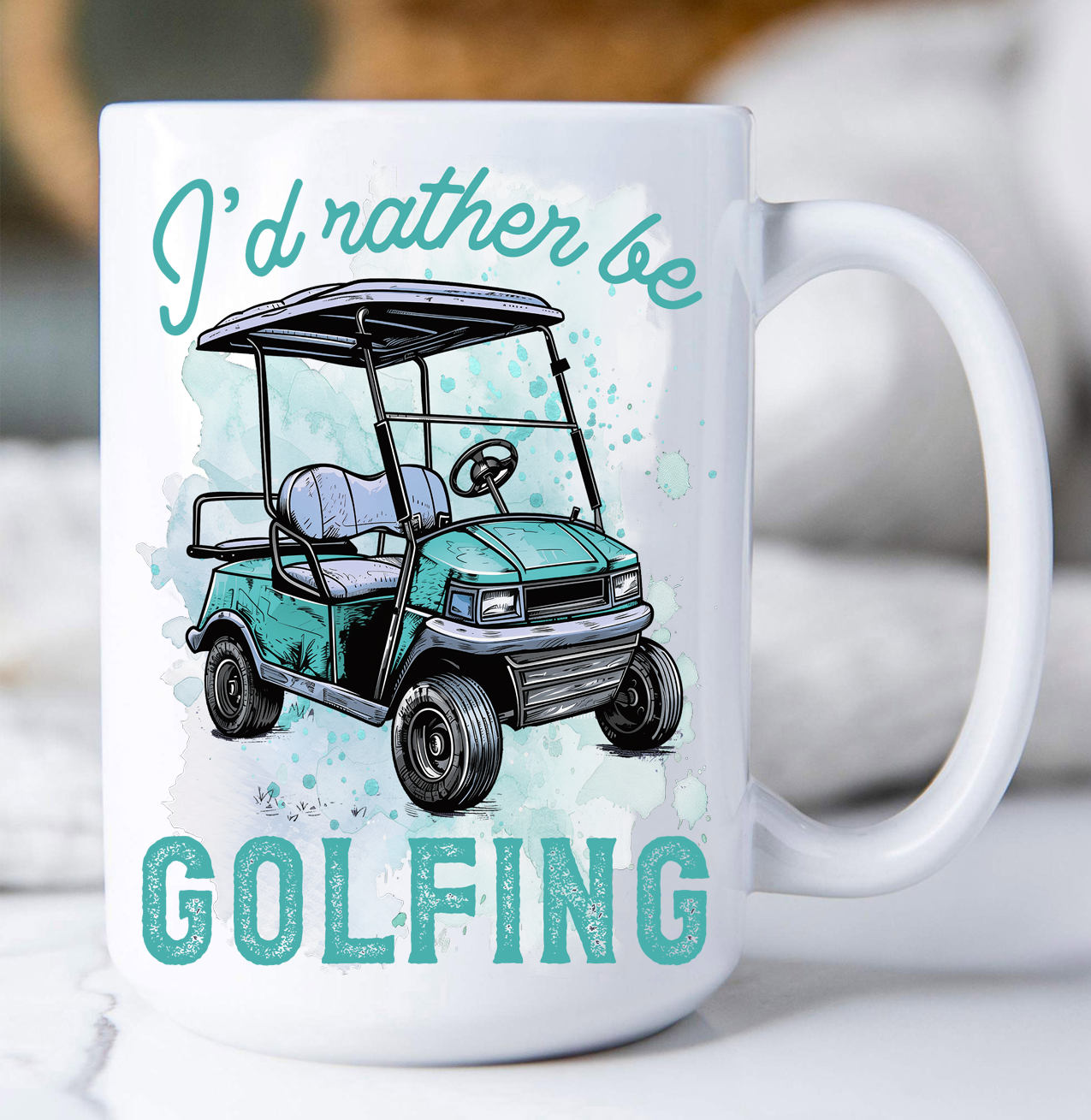 I'd Rather be Golfing Blue Coffee Mug