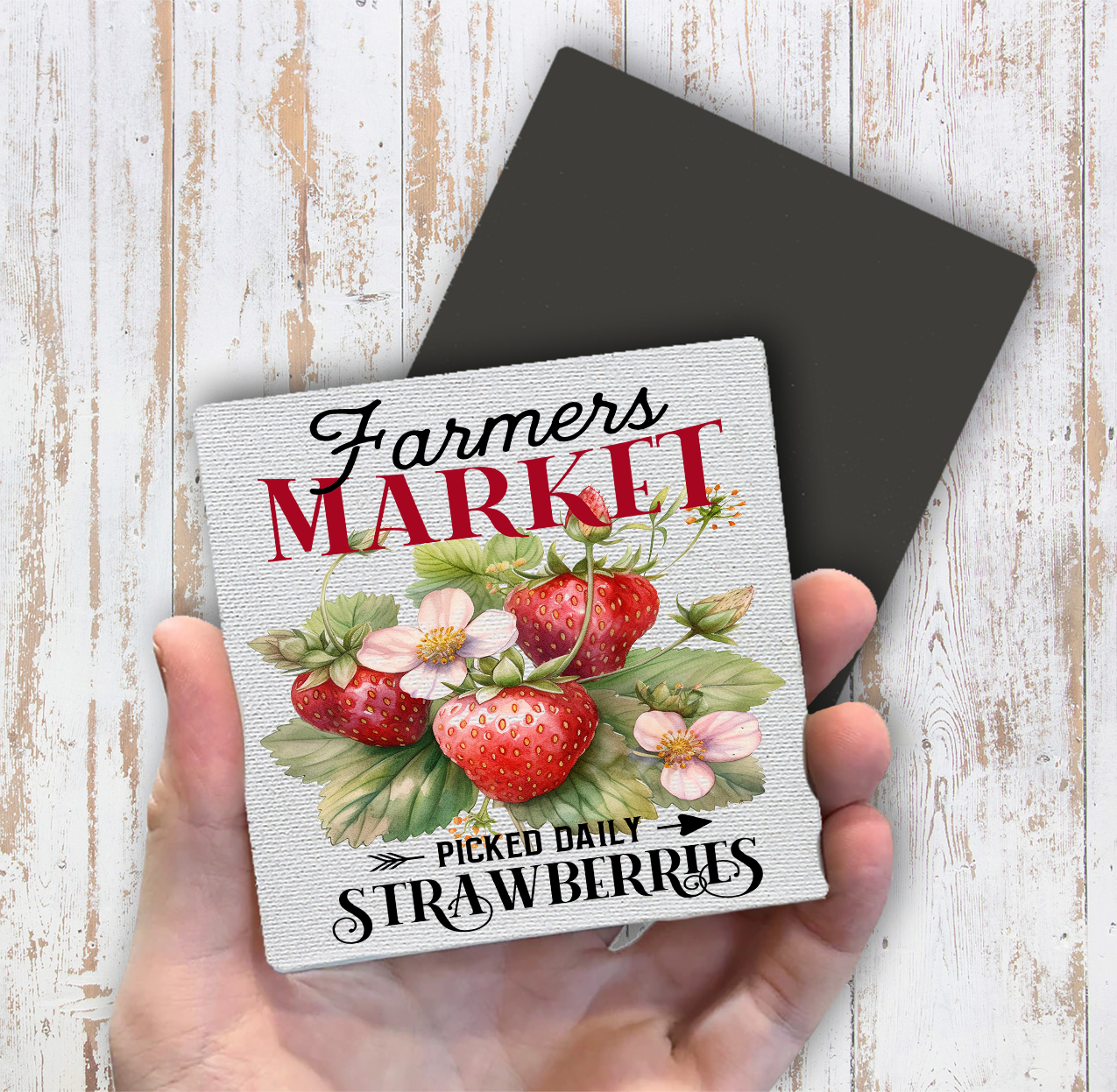 Farmers Market Strawberry Magnet Fridge (Set of 2)