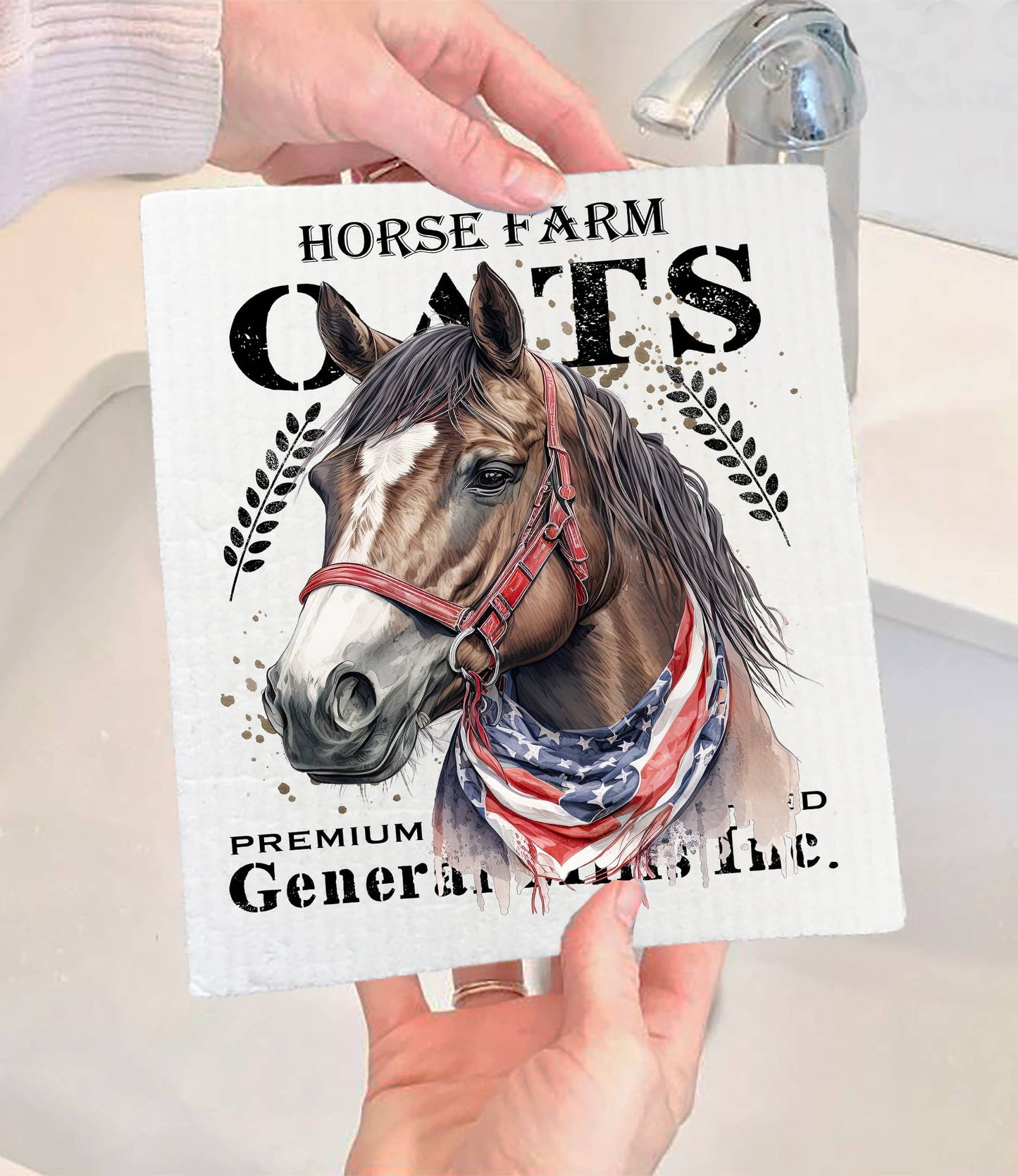Set of 2 - Horse Farm Oats Farmhouse SWEDISH DISH CLOTH