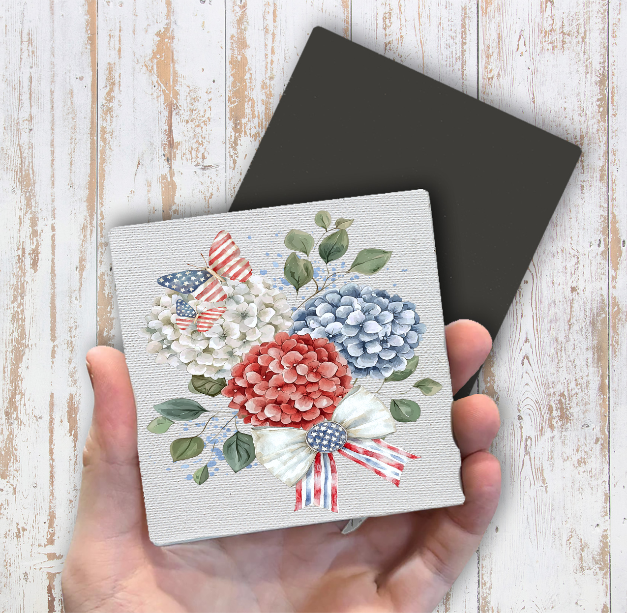 Patriotic Hydrangea Butterfly Magnet Fridge (Set of 2)