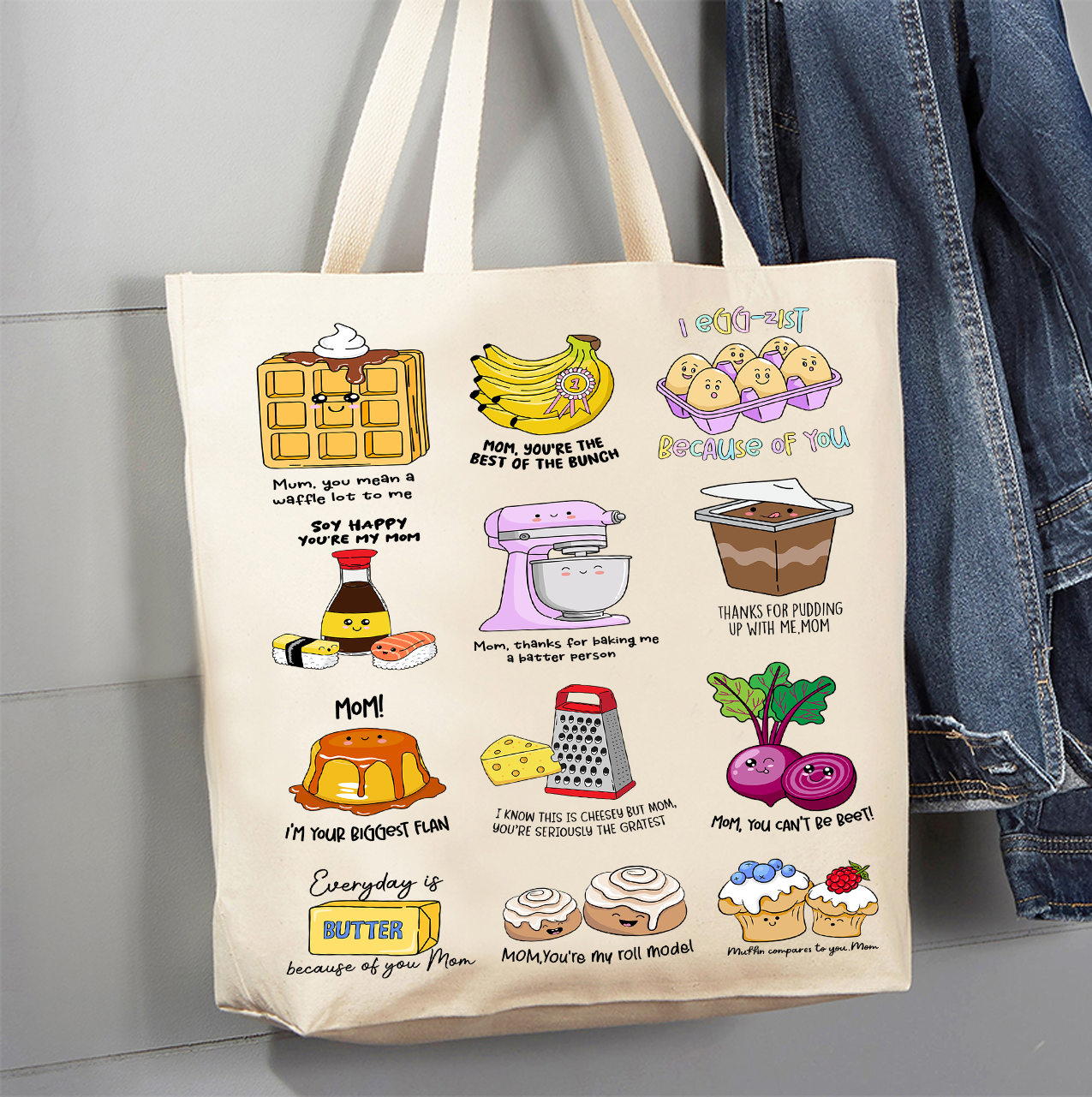 Mother's Day Puns Funny Quotes Canvas Tote Bag