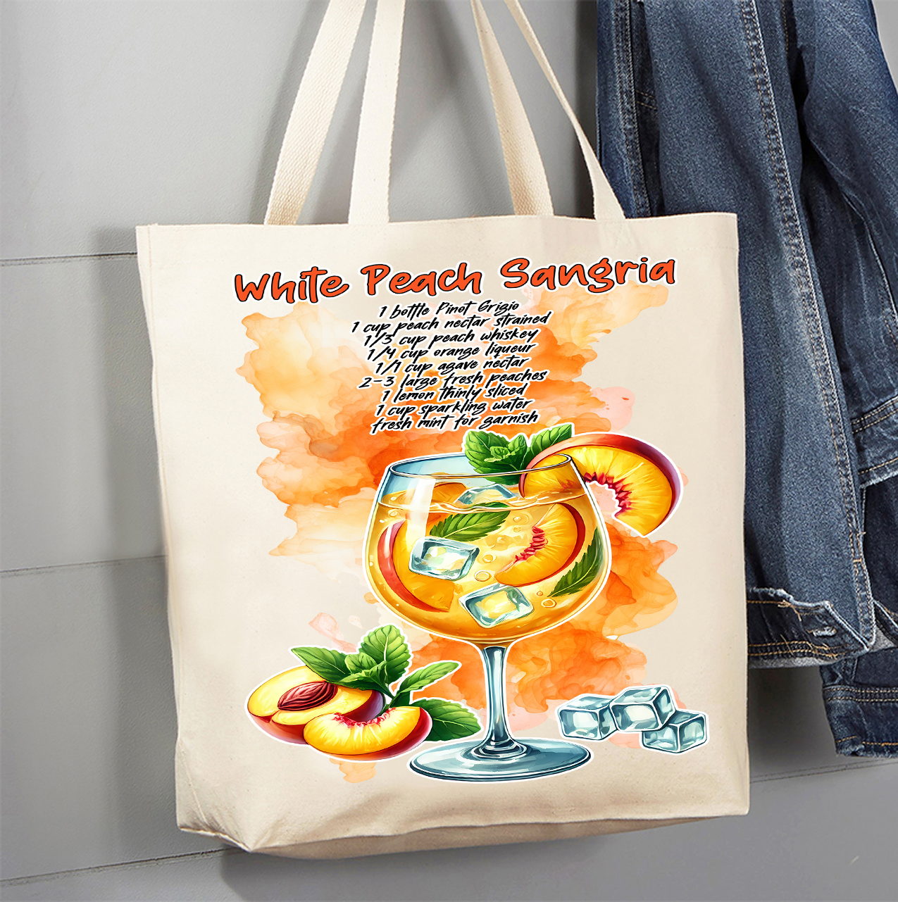 Summer Cocktail Peach Sangria Canvas Tote Bag