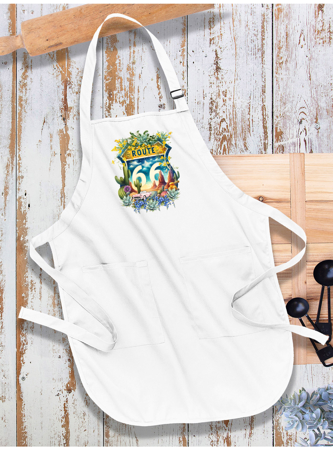 Route 66 Sign Succulents Apron