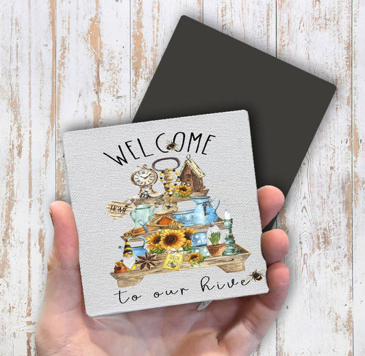 Welcome to the Hive Honey Bees Magnet Fridge - Sets of 2