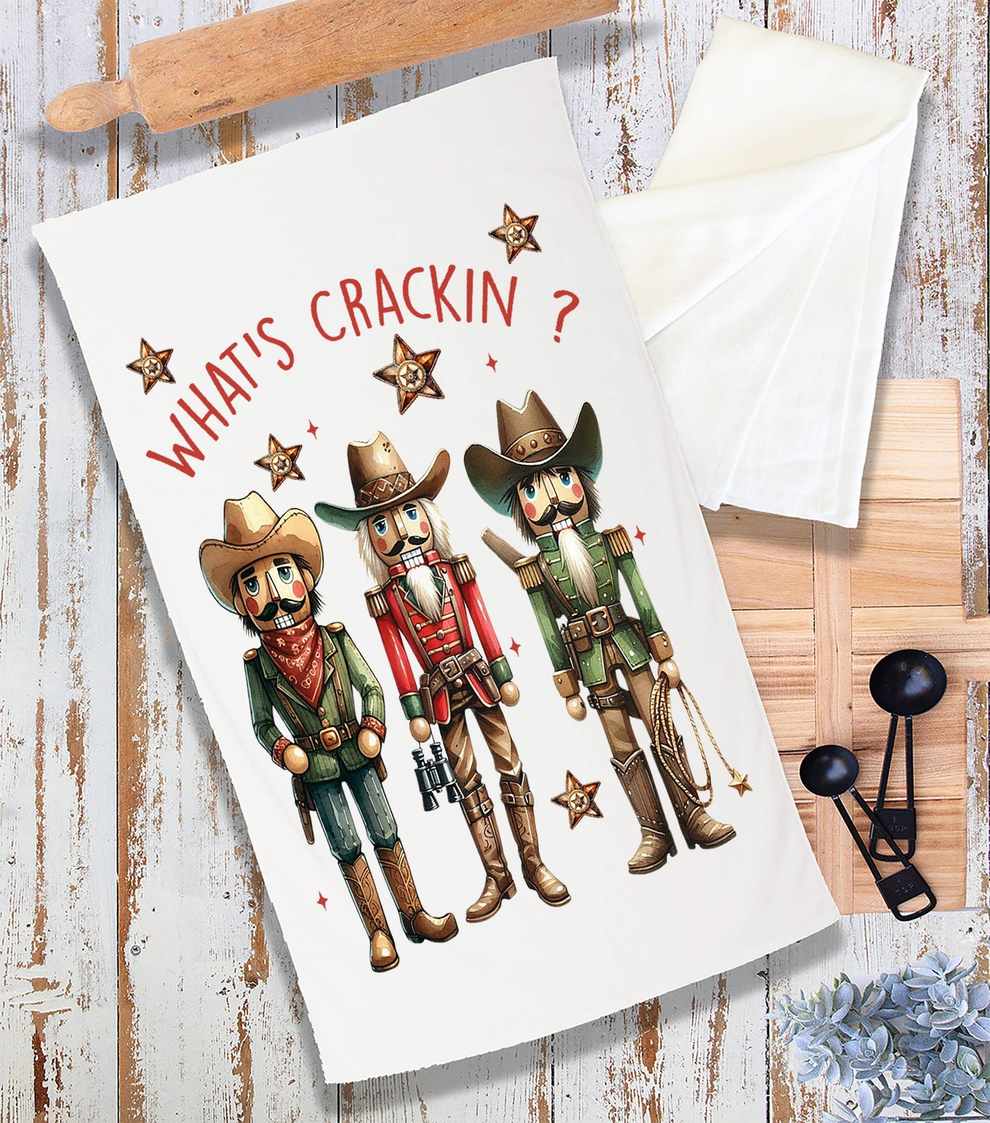 Christmas Western Cowboy Nutcrackers Terry Towel