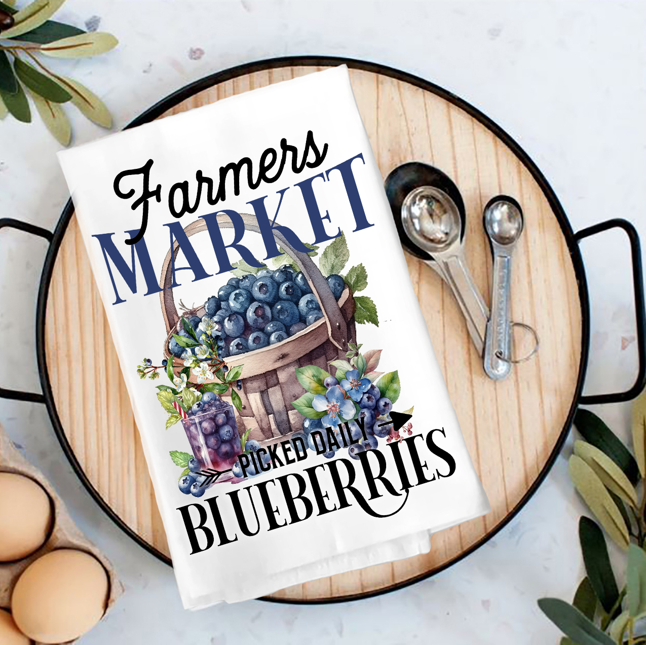 Farm Fresh Blueberries Tea Towel