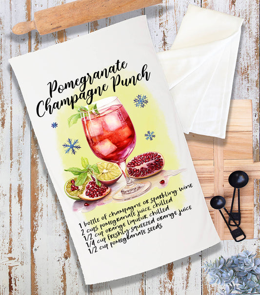 Christmas Cocktail Pomegrante Punch Terry Towel