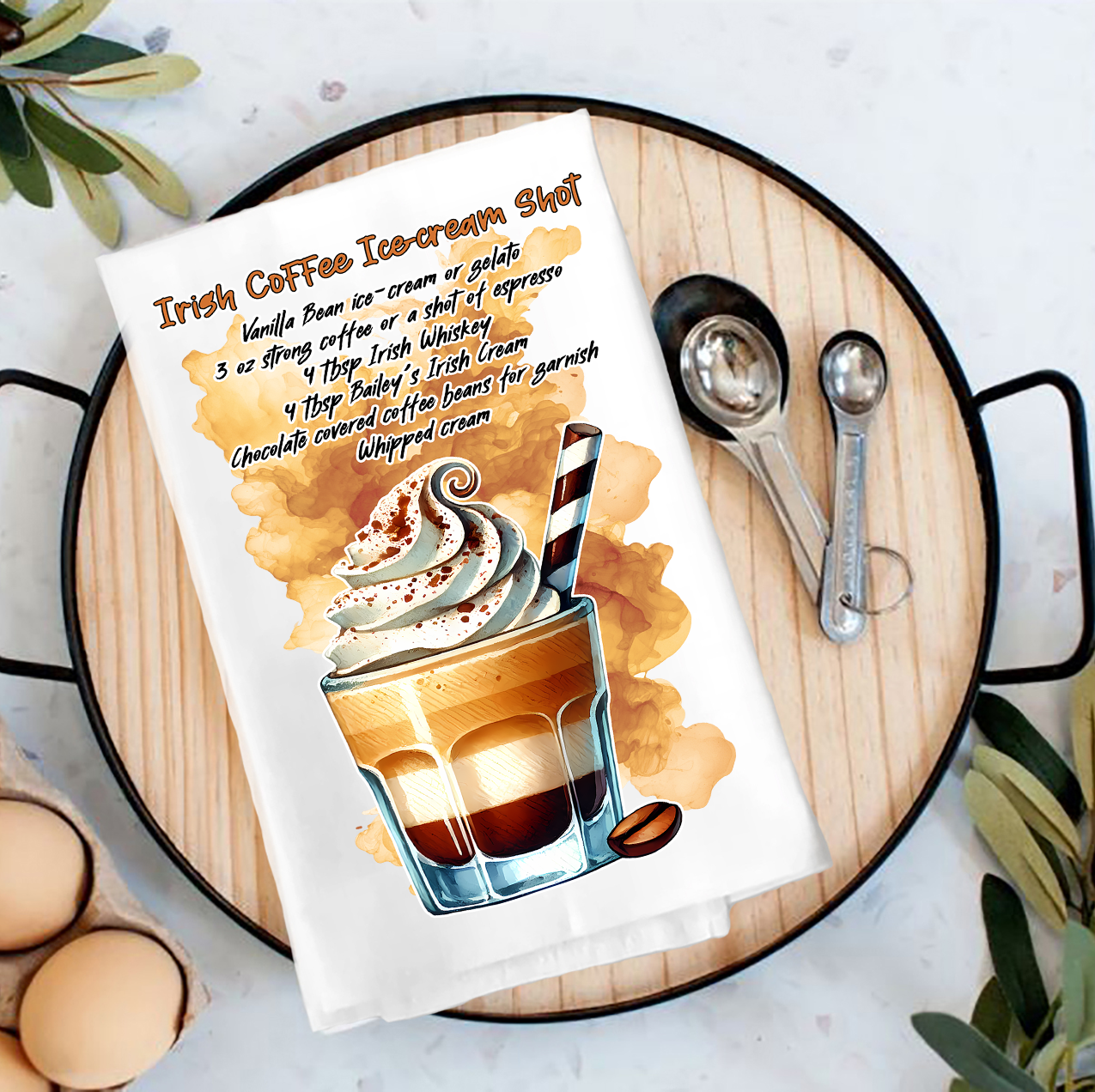 Summer Cocktail Irish Coffe Ice Cream Tea Towel