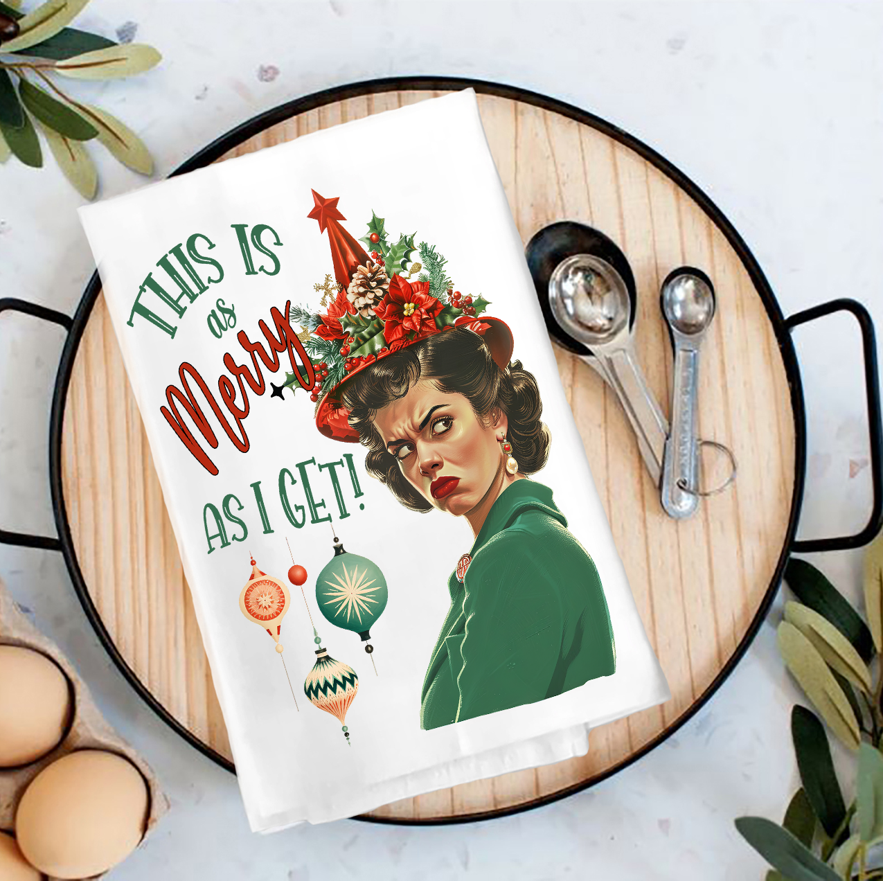 Christmas Funny This is my Merry Tea Towel