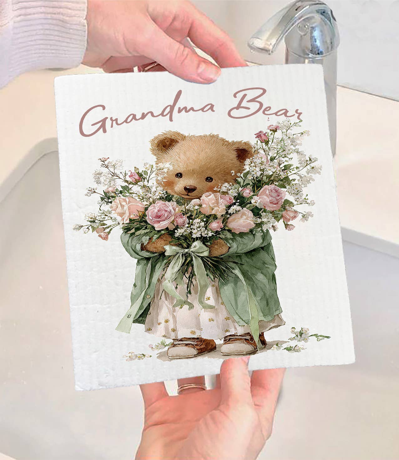 Mother's Day Grandma Bear Swedish Dishcloth