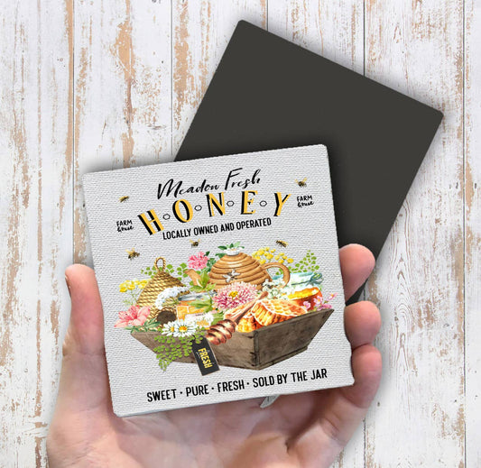 Modern Farmhouse Fresh Honey Bees Magnet Fridge - Sets of 2