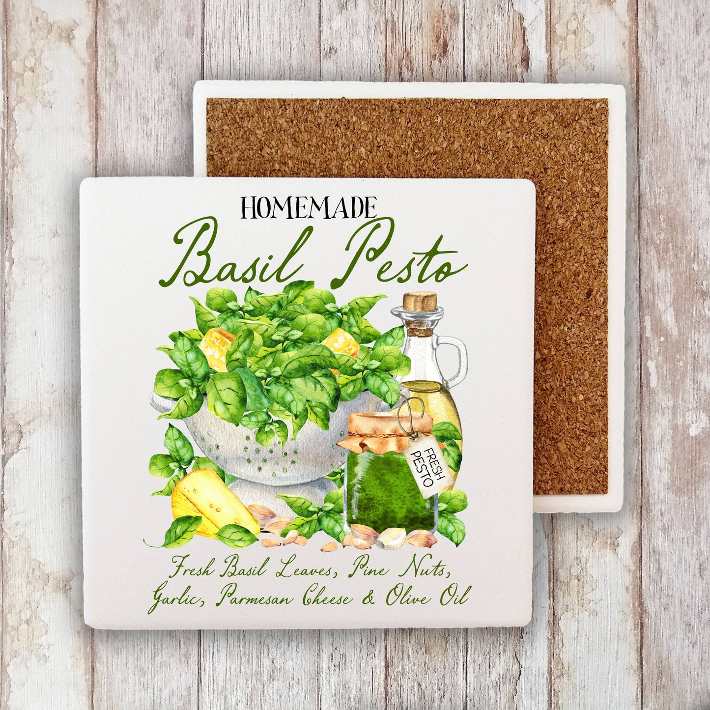 Basil Pesto Fresh Olive Oil Stone Coaster