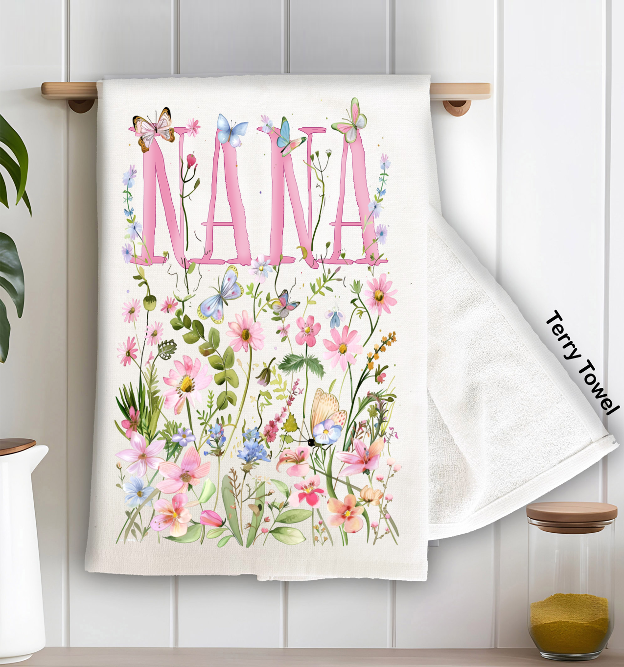 Mother's Day Wild Flowers Nana Kitchen Terry Towel