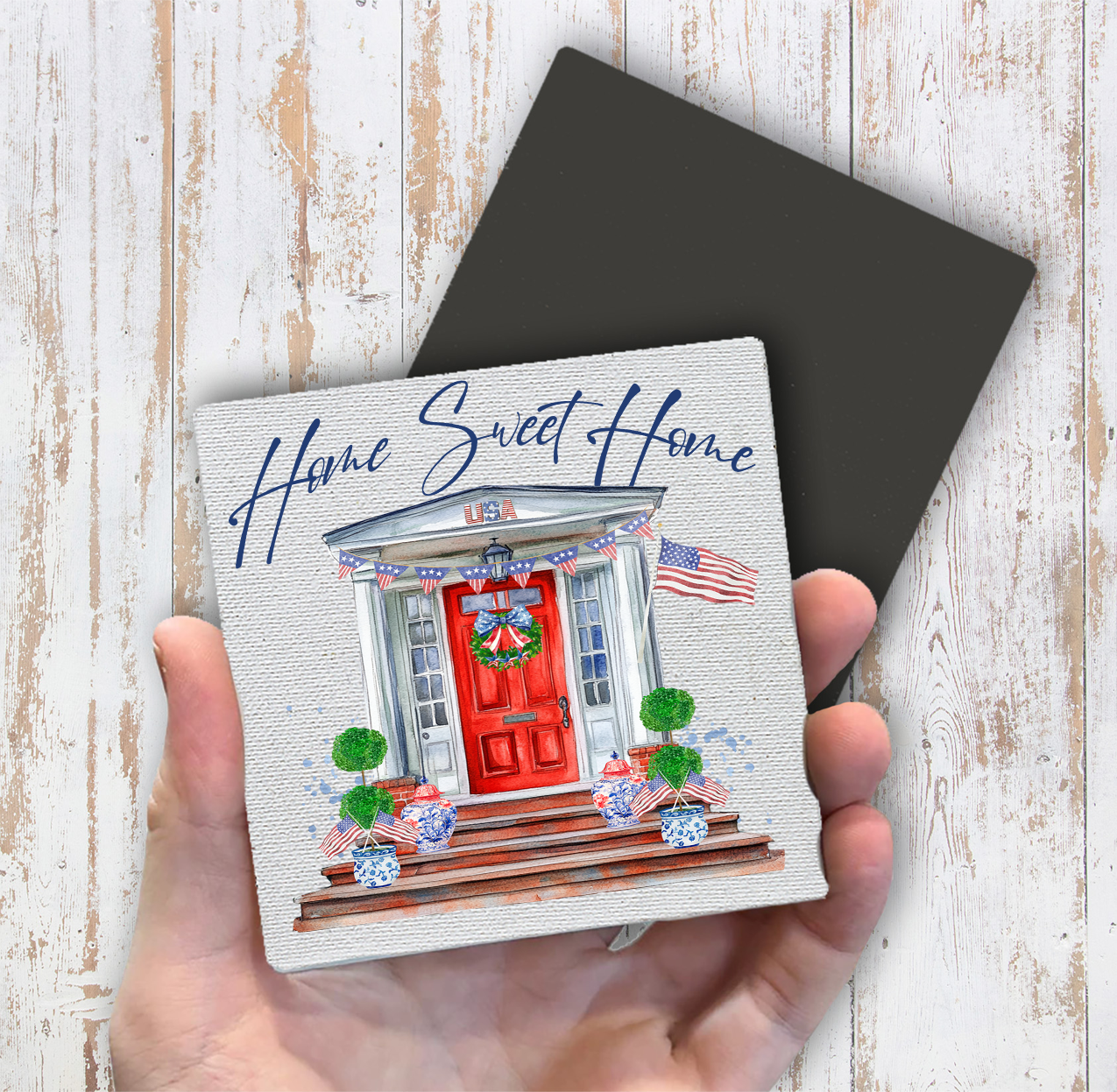Patriotic Red Door Home Sweet Home Magnet Fridge (Set of 2)