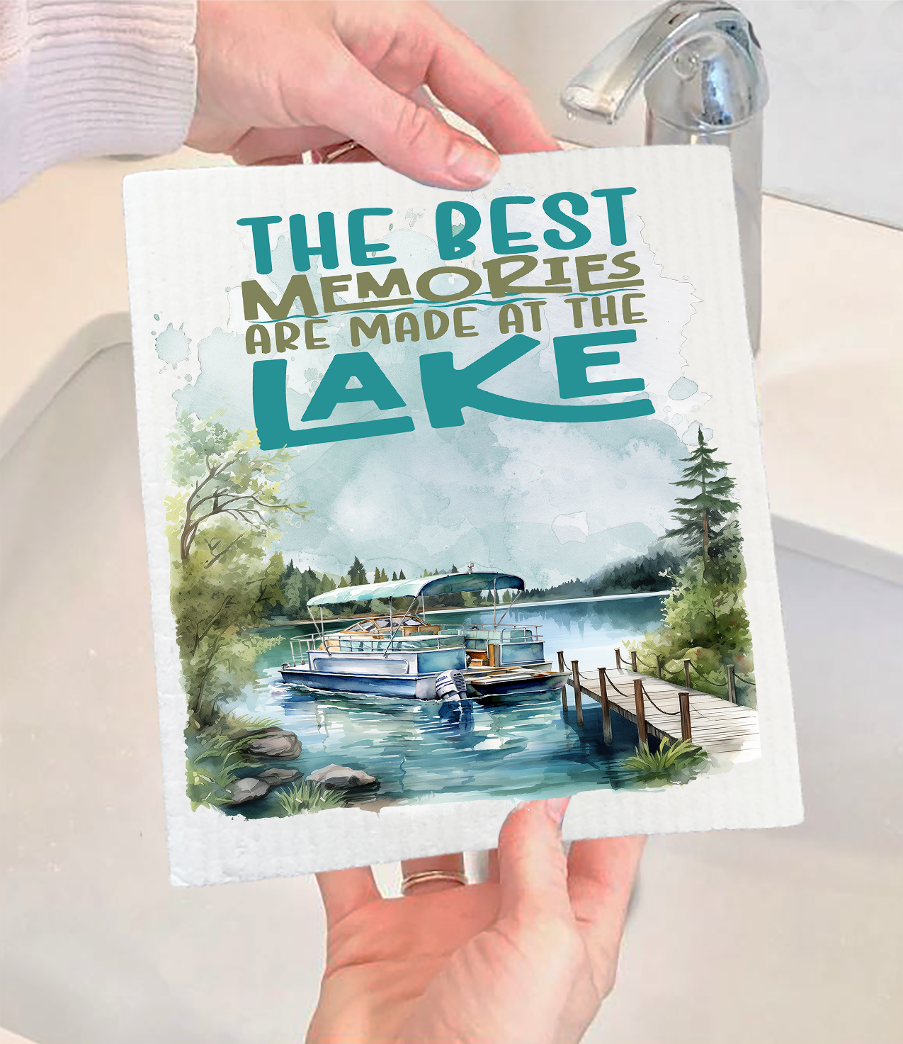 Best memories are made at the Lake Swedish Dishcloth (Set of 2)