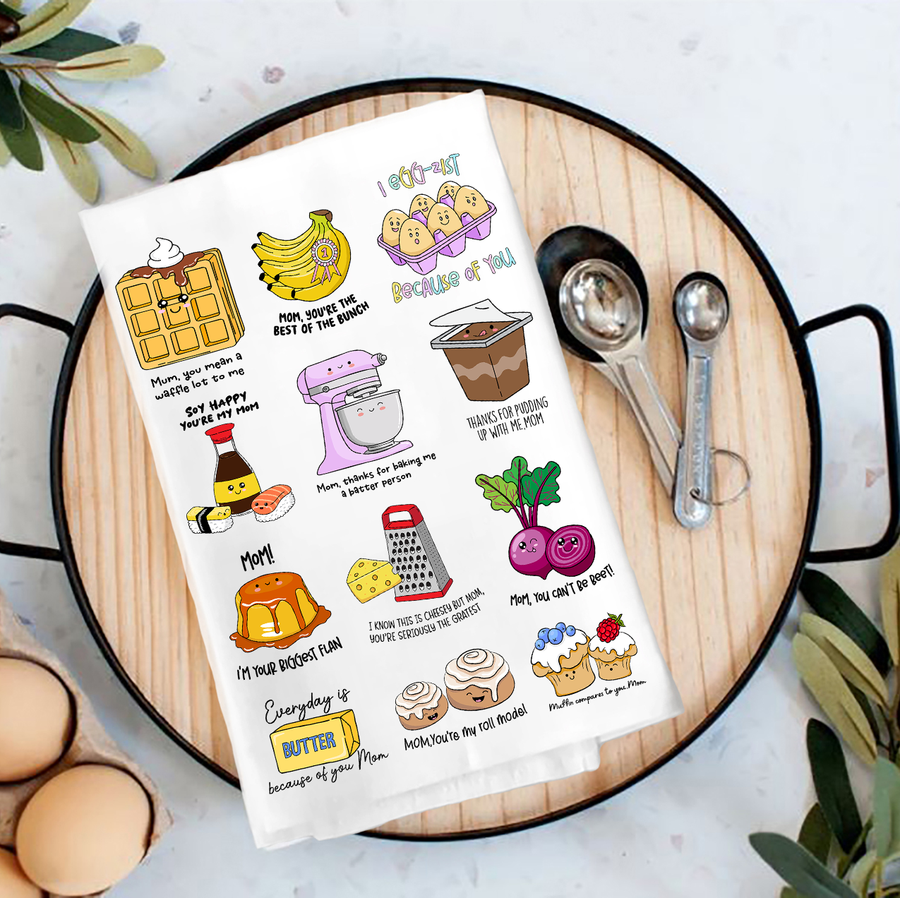 Mother's Day Puns Funny Quotes Tea Towel