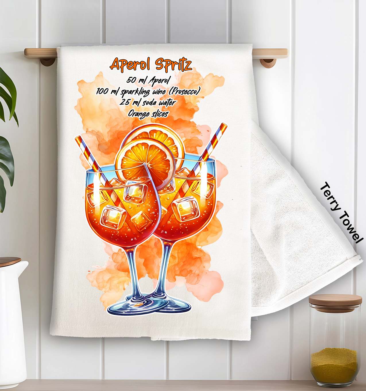 Summer Cocktail Aperol Spritz Kitchen Terry Towel