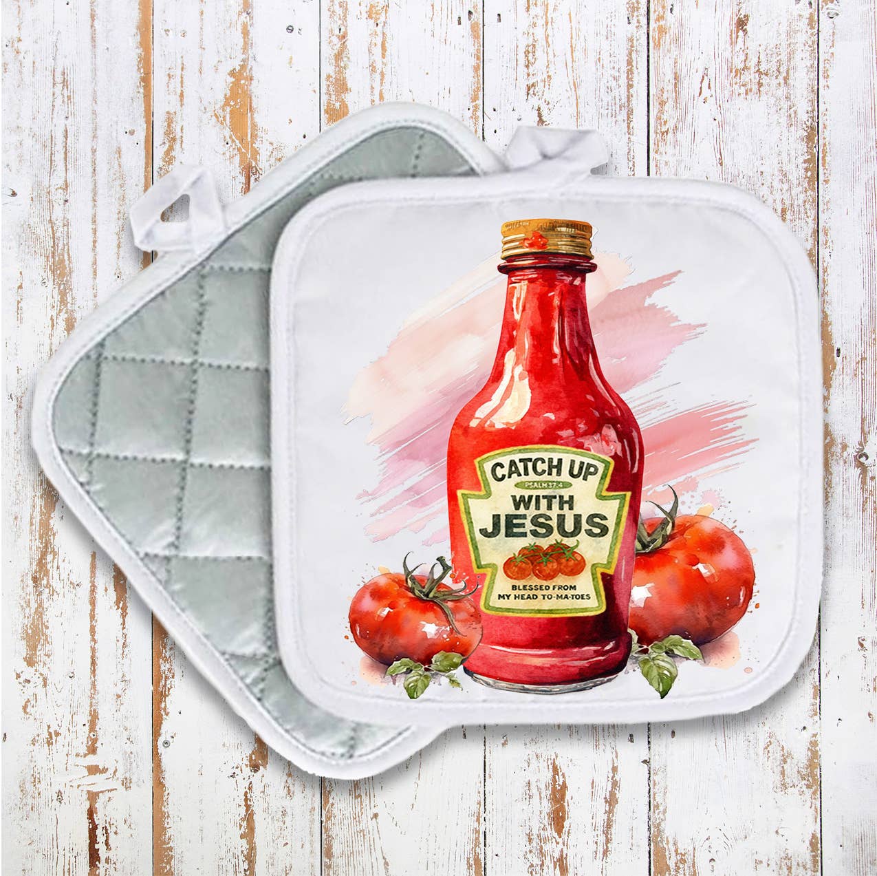 Catch Up with Jesus Spiritual Pot Holder Oven Mitt
