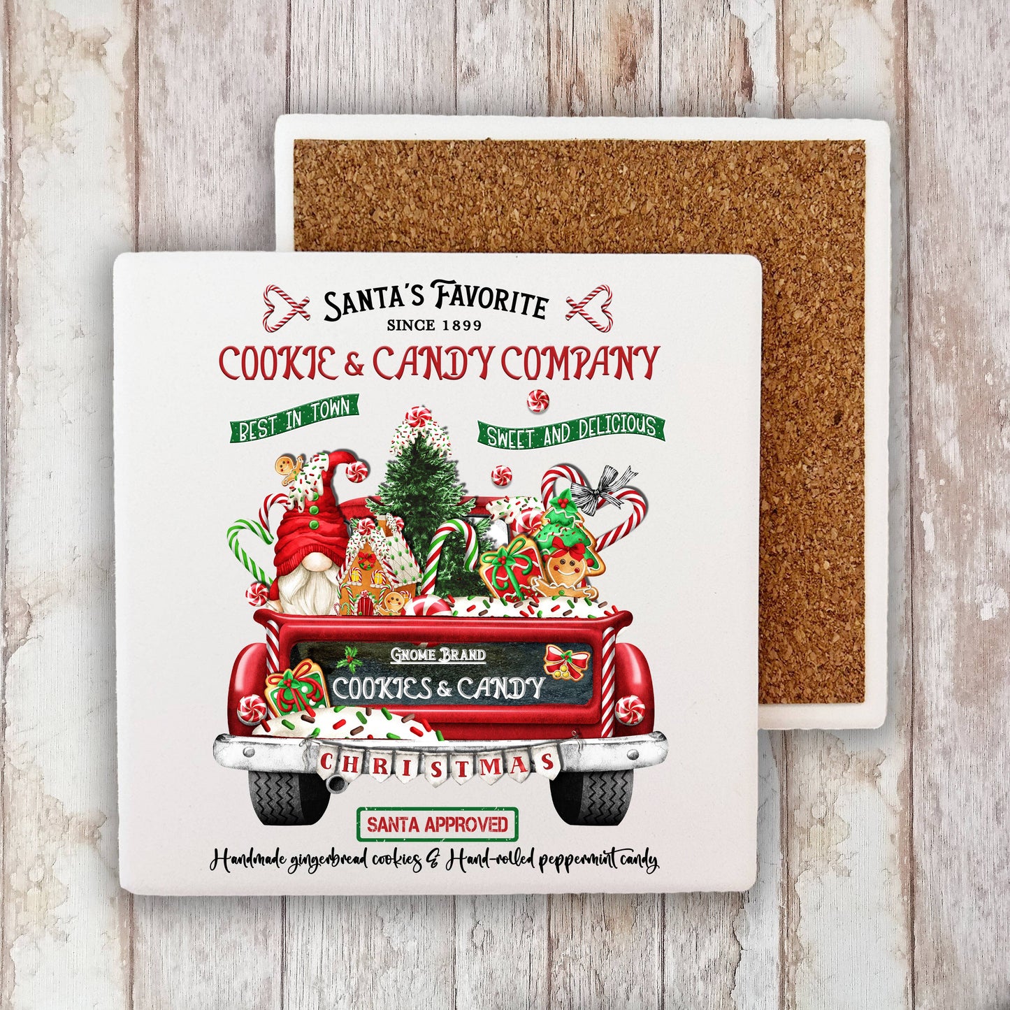 Christmas Santa's Favorite Cookies Stone Coaster