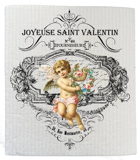 Set of 2 -  French Vintage Valentine SWEDISH DISH CLOTHS