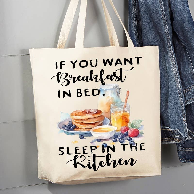 Breakfast In bed Sleep in Kitchen Canvas Tote Bag