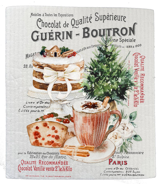 Set of 2 -  French Christmas Cookies Pastries SWEDISH DISH CLOTH