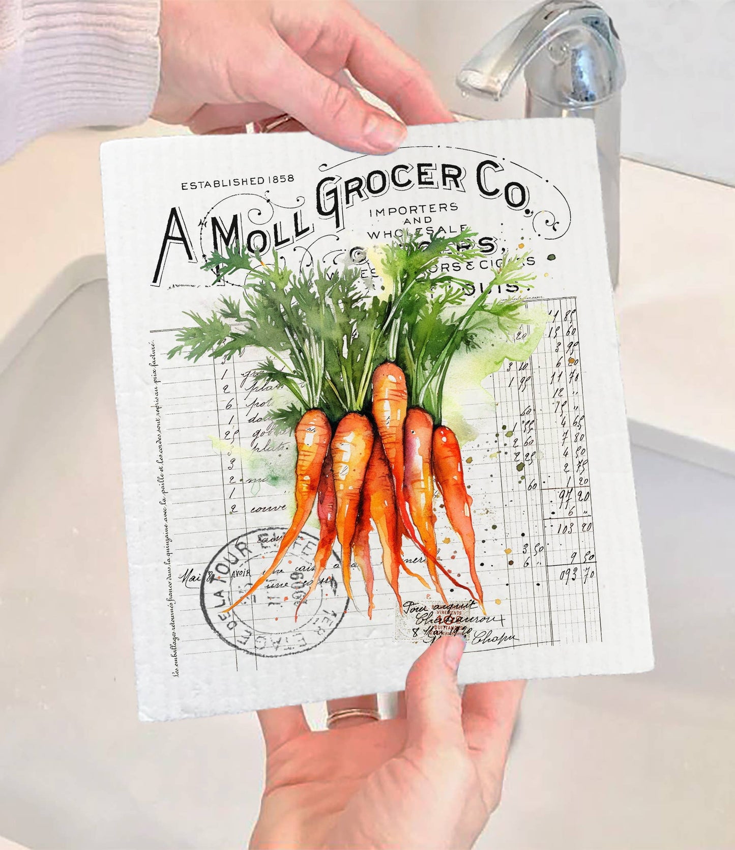 Set of 2 - Vintage Farmhouse Carrots Vegetables SWEDISH DISH CLOTH