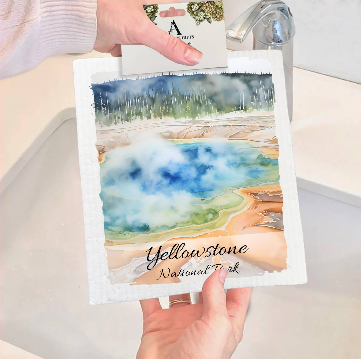 Set of 2 -  Yellowstone National Park Wyoming SWEDISH DISH CLOTH