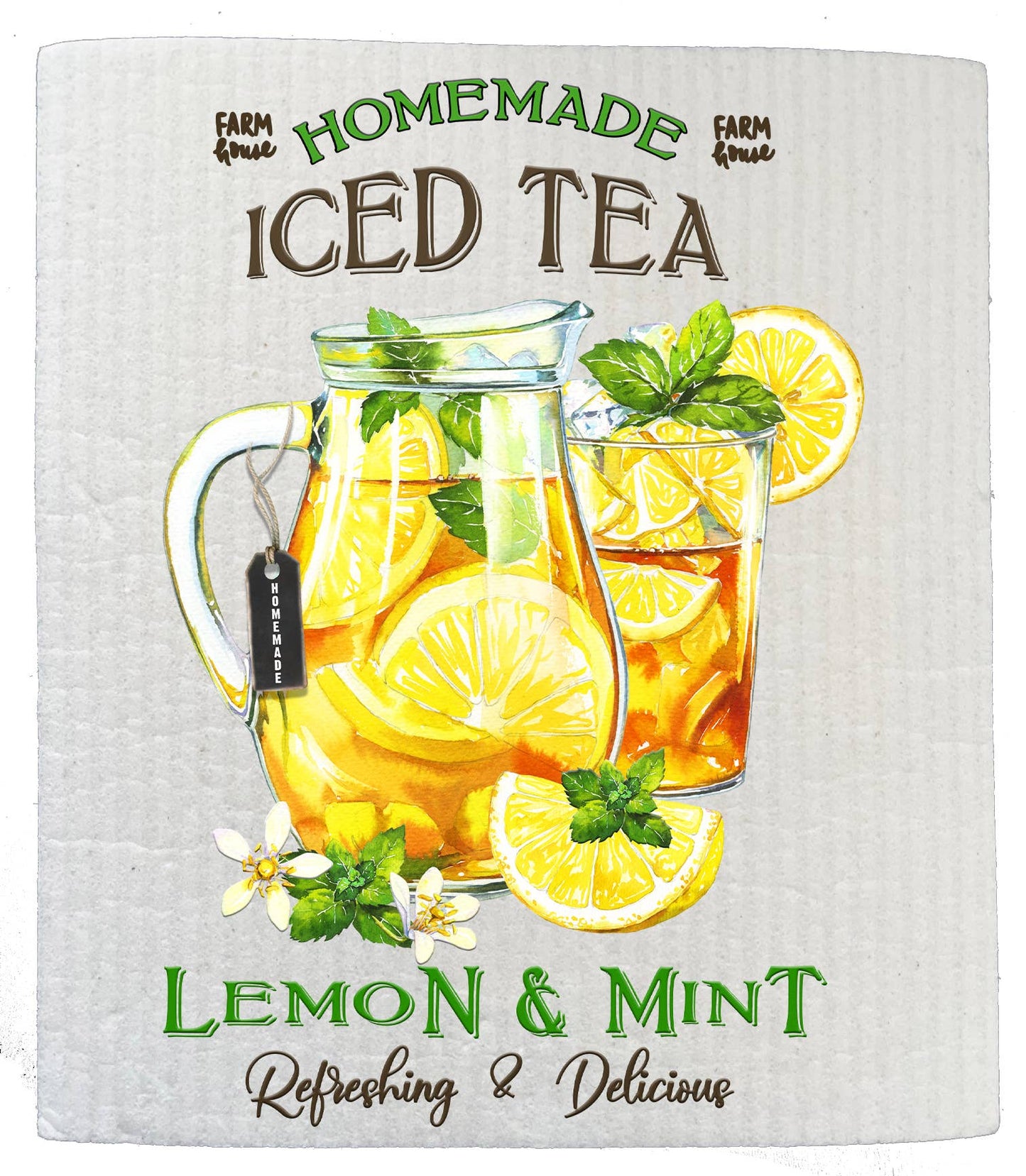 Set of 2 -  Home Made Ice Tea and Mint SWEDISH DISH CLOTHS