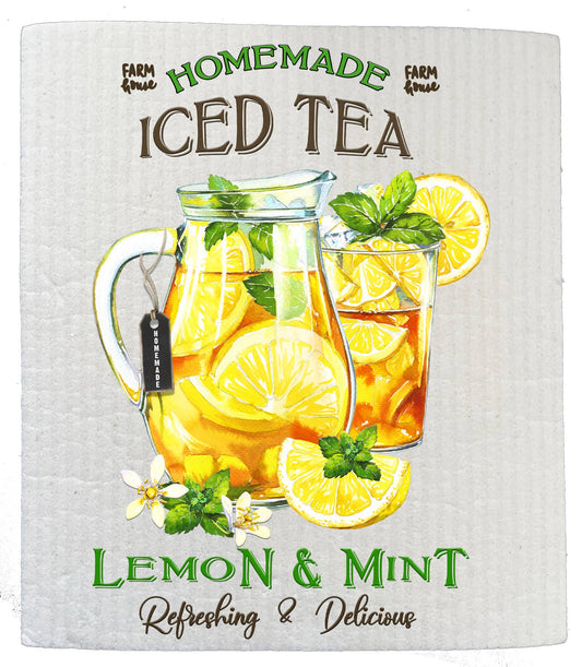 Set of 2 -  Home Made Ice Tea and Mint SWEDISH DISH CLOTHS