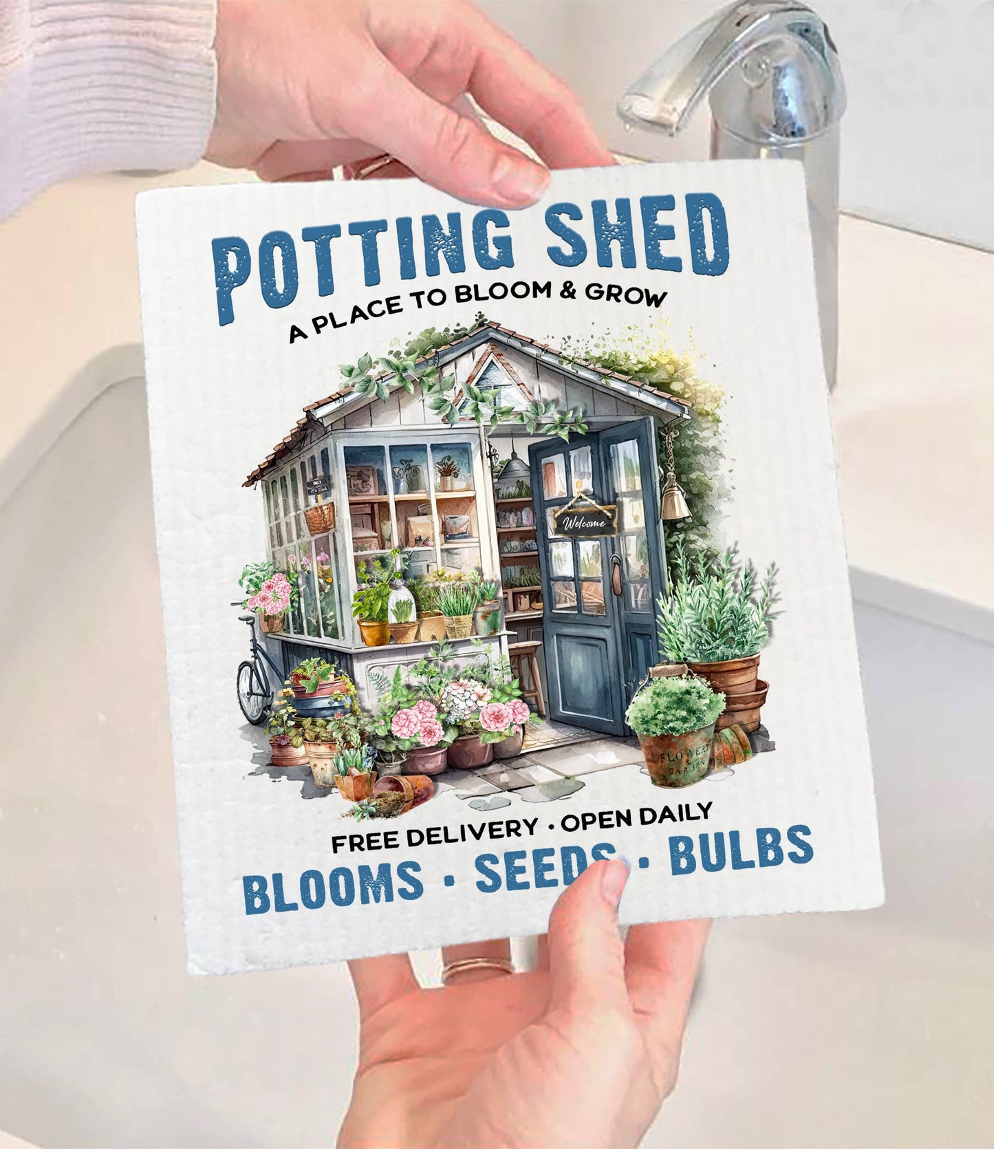 Set of 2 - Bloom & Grow Potting Shed SWEDISH DISH CLOTH
