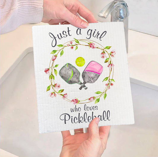 Set of 2 -  Just a Girl Who Loves Pickleball SWEDISH DISH CLOTH