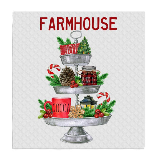 Set of 2 -  Farmhouse Christmas 3 Tier Tray SWEDISH DISH CLOTHS