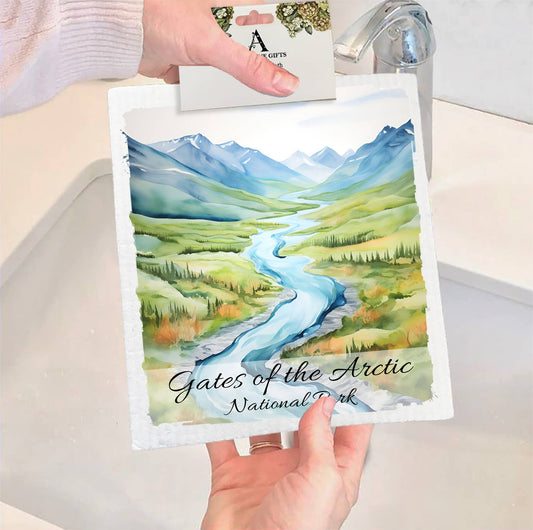 Set of 2 -  Gates of the Artic National Park SWEDISH DISH CLOTH
