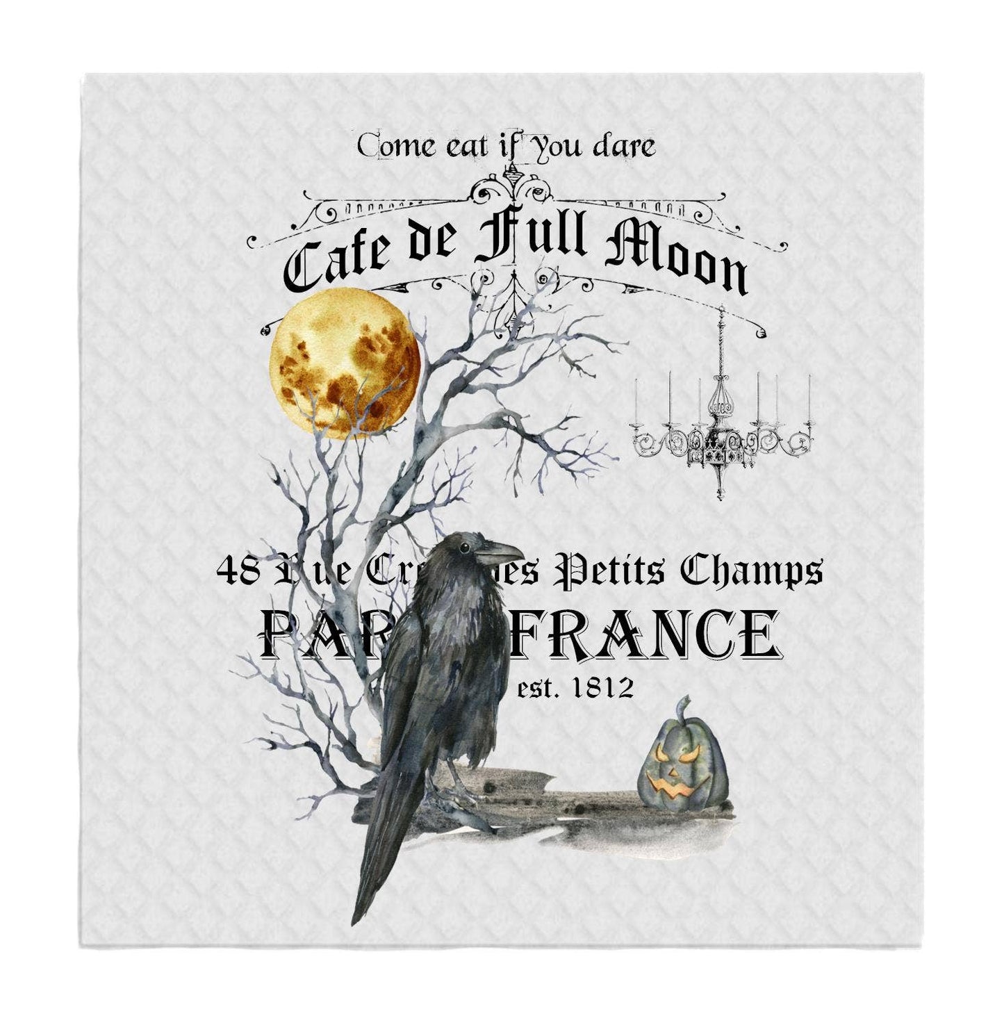 Set of 2 - Cafe De Full Moon Paris Halloween SWEDISH DISH CLOTH
