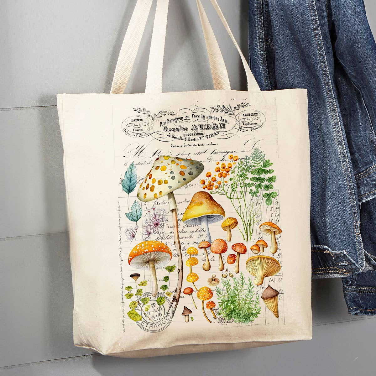 Vintage Mushrooms Botanicals 12 oz Canvas Tote Bag
