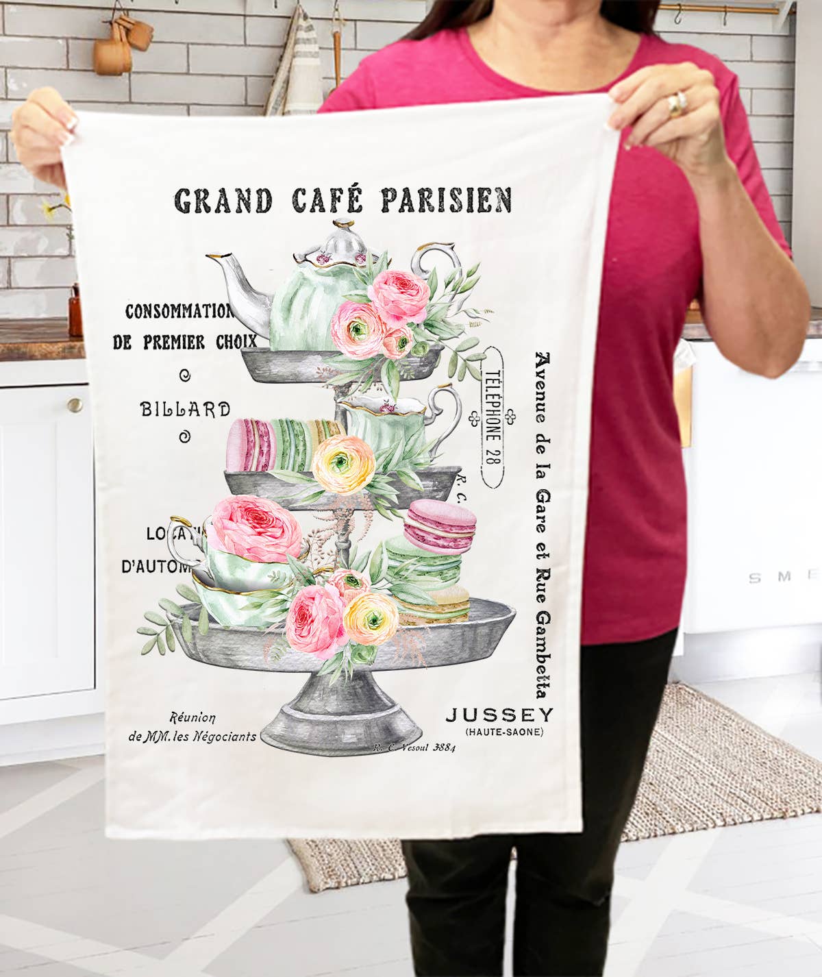 Vintage French Parisiean Tea Macarons Terry Cloth Towels